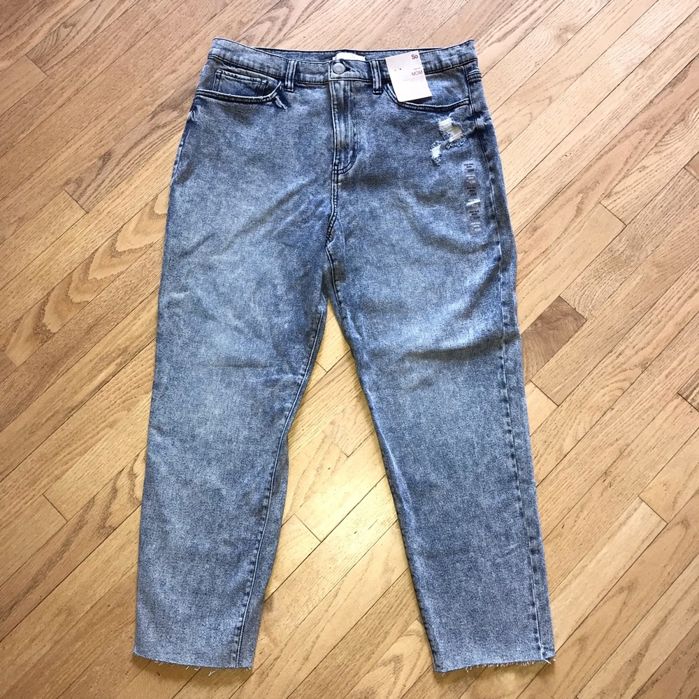 SO High Rise Mom Jeans NEW Womens Size 15 32W Relaxed Fit Distressed
